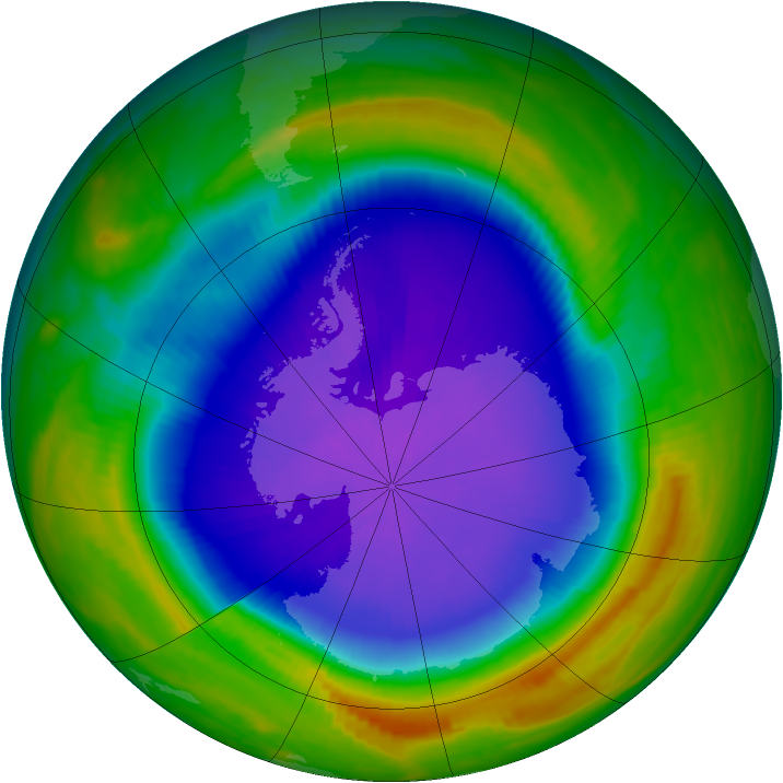Antarctic ozone map for 01 October 1999